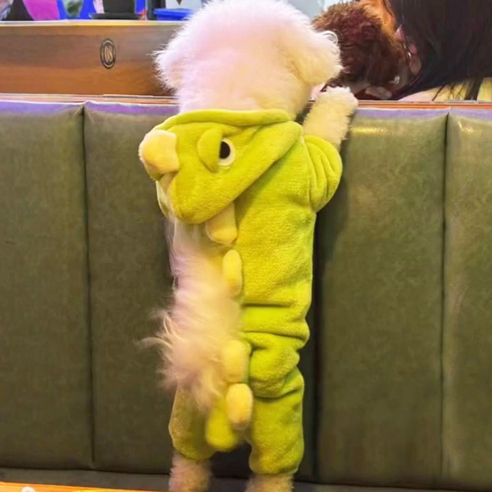Thickened Puppy Cat Clothing Cartoon Dinosaur Cat Sweatshirt Casual Winter Pet Clothes French Bull