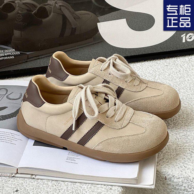 Новые женские туфли Forrest Gump, дышащие, подходящие по цвету, на шнуровке, с круглым носком, осенняя обувь 2024 года, женская ретро-повседневная немецкая тренировочная спортивная обувь