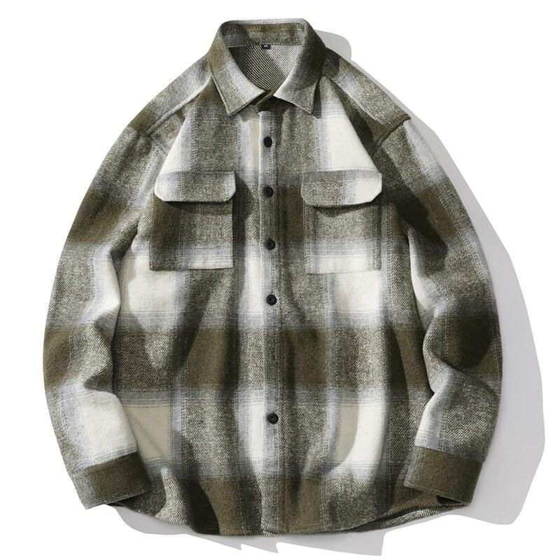 Cozy Up Double Pockets Mens Designer Plaid Shirts Camisas Streetwear 2025 Vintage Work Shirt Man Casual Loose Hip Hop Cardigans Jacket
