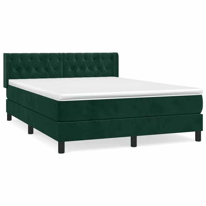 Maison Exclusive - Sommier à lattes de lit et matelas Vert foncé 140x190cm Velours