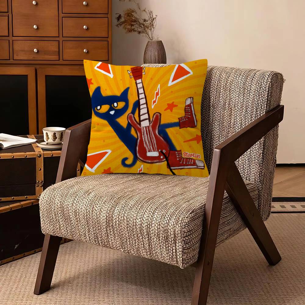 Cartoon PPete tthe CCat T Decorative Pillowcase Square Pillowcase Home Office Decorative Cushion Cover
