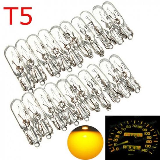 20Pcs Amber T5 12V Bulbs For Car trument Cluster Dash Lights Lamp Accessories