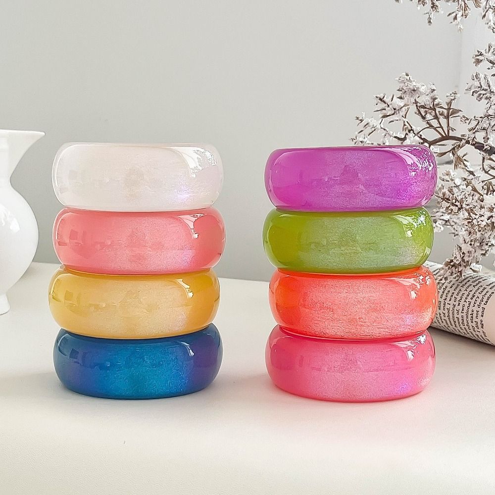 Glitter Chunky Bangles Bright Color Resin Bracelets Elegant Lady's Bracelet Gifts
