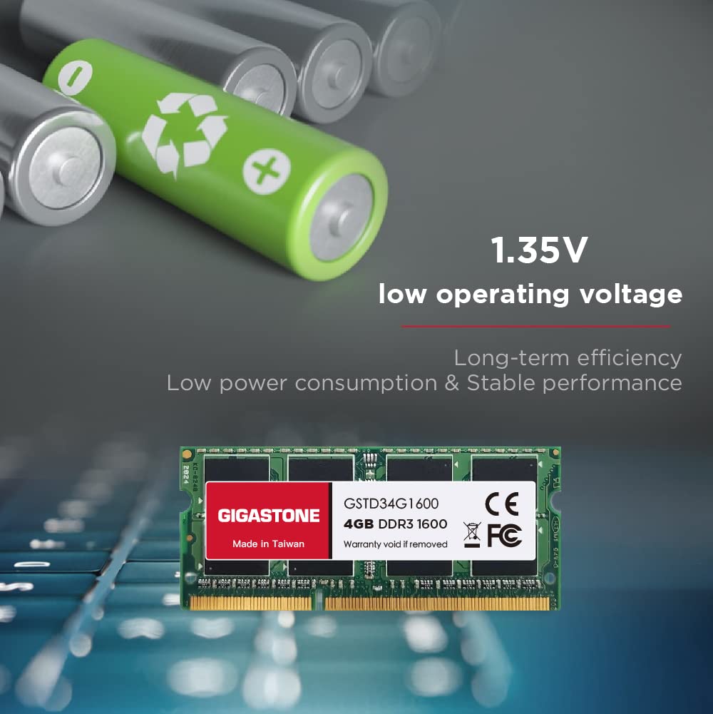 Performance Memory GIGASTONE 4GBx4 1600MHz CL11 2Rx8 SODIMM 204 Pin Unbuffered High Performance Memory Module for Laptops Upgrade [High DDR3] (16GB
