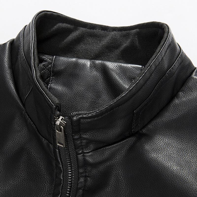 Men's Spring and Autumn New Leather Jacket Men's PU Leather Baseball Collar Youth Locomotive Leather Jacket Men's Jacket