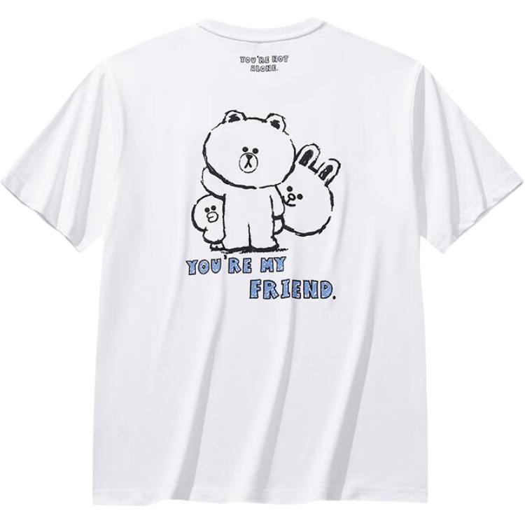 Anta X LINE FRIENDS Life Collection Футболки Унисекс Снежинка Белый/Базовый Черный Круглый вырез Умеренный Прямой крой 172628115-2