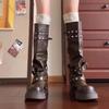 Женские ботинки в панк-стиле, готические ботинки, модные мотоциклетные кожаные ботинки для женщин, ботфорты, дизайнерские ботинки на платформе, ботинки для брюк