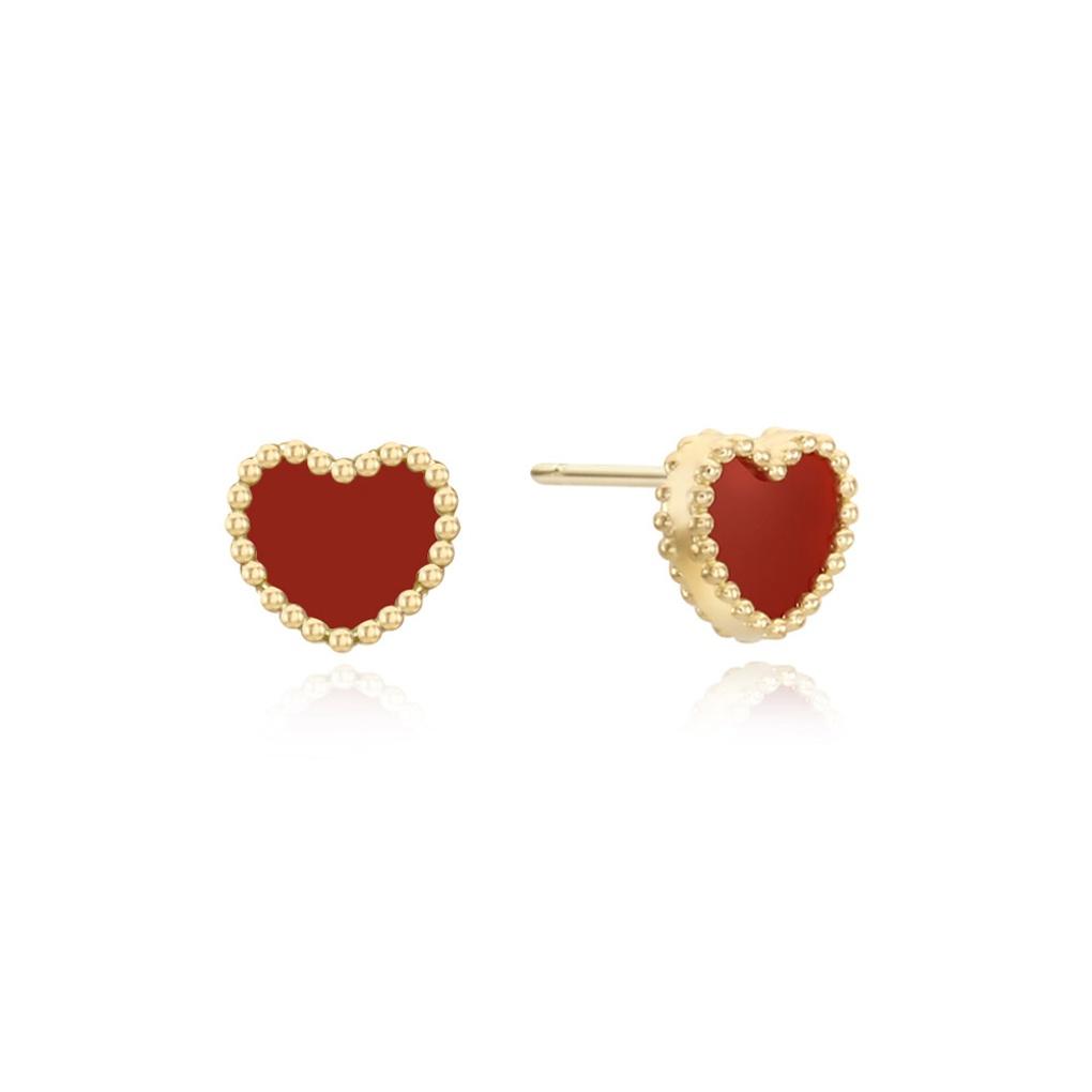 LLOYD Red Onyx Lorette Heart 14k Gold Earrings LPFN4221G