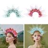 Graceful Floral Hair Garlands Silk Headpiece Ethnic Hair Decoration with Colorful Flowers Floral Charm for Photoshots