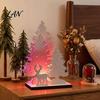 Holiday Gift for Family LED Wooden Christmas Tree Tabletop Decor, Glowing Hollow Light Up Decorative Sculptures Ornaments Party And Festive