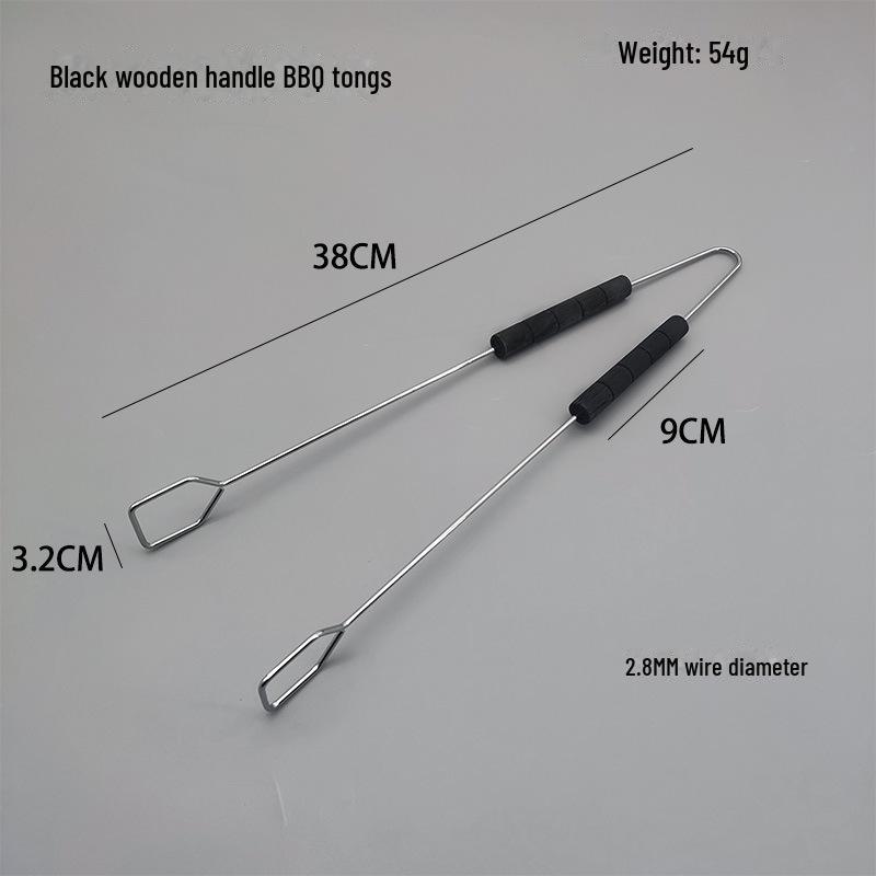 Набор инструментов из нержавеющей стали для барбекю Zibo Outdoor: Щипцы с деревянной ручкой, лопатка, вилка
