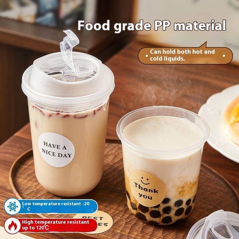10 шт. Прозрачные кофейные стаканчики с крышками U-образной формы Одноразовые стаканчики для горячих напитков, молочного чая, напитков на вынос