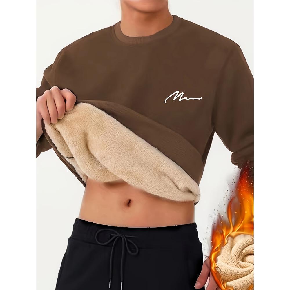 Printed Mens Plush Ladies Monogram Sweatshirt Warm And Thick Round Neck Long Sleeve Top For Winter And Autumn