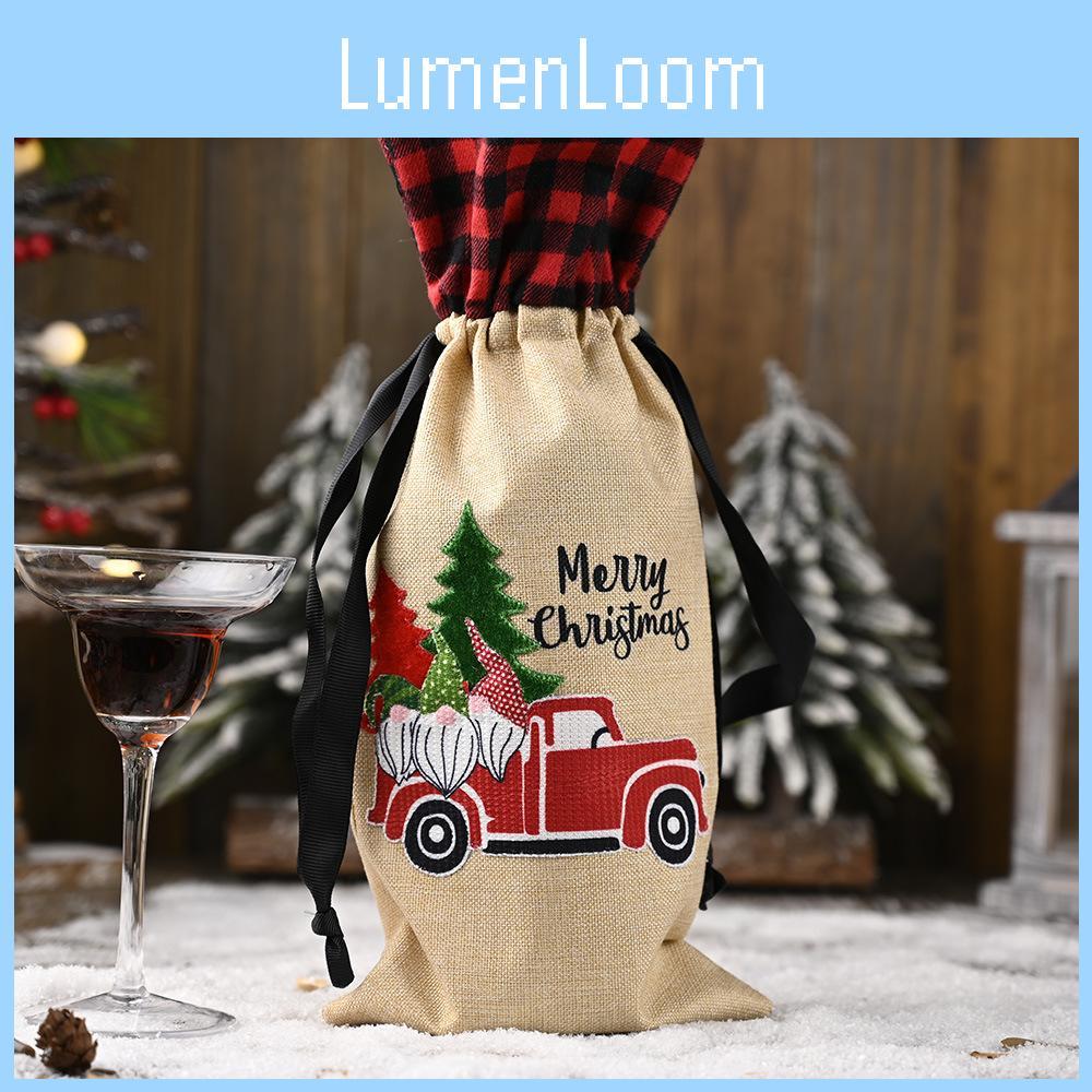 Cozy Holiday Wine Bottle Tote With Forest Santa Car Design Perfect For Christmas Gifts