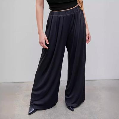 Женские повседневные брюки с эластичной резинкой на талии, широкие брюки, свободные брюки больших размеров