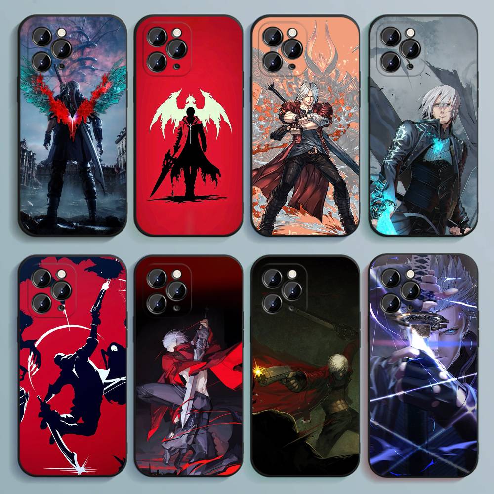 Чехол для телефона D-Devil M-May C-Cry для iPhone 17,16,15,14,13,12,Pro,Max,Plus,E,SE4,Air,Mini Черный Мягкий Чехол