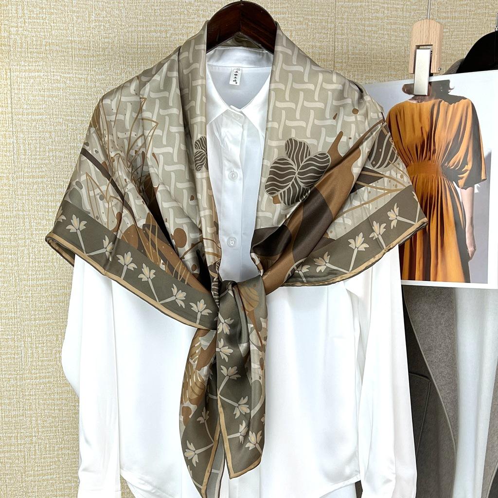 Шелковый платок Женский шелковый квадратный платок 110 Шелковая шаль из тутового шелка С высоким сувенирным шелковым платком