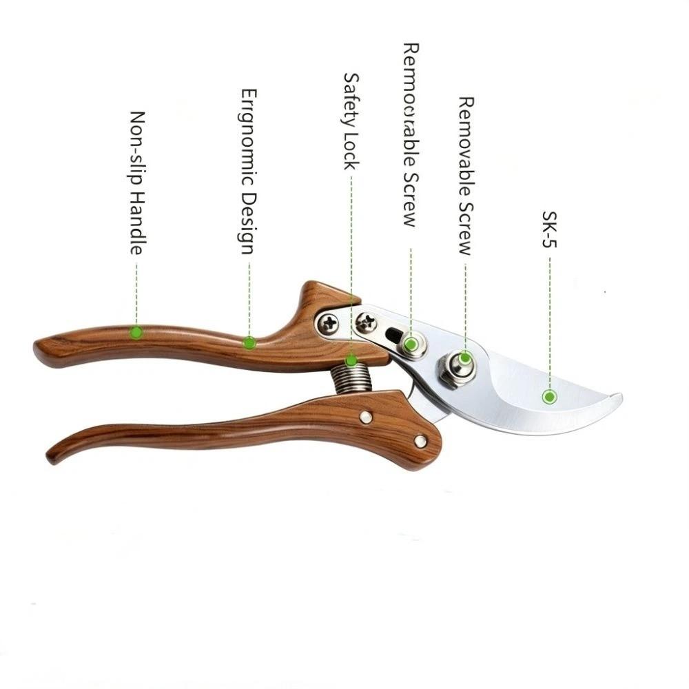 Wood Grain Garden Pruner Ergonomic Hand Pruner Gardening Tools Pruning Shears Thick Branches