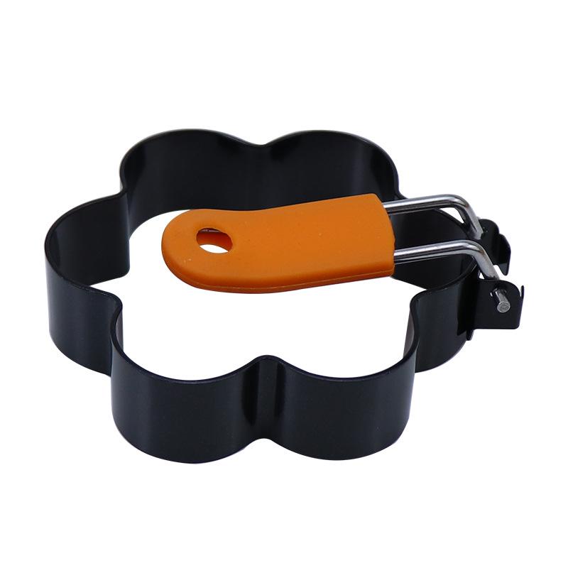 Антипригарная форма-кольцо для яиц из нержавеющей стали с силиконовой ручкой, формы в виде сердца и цветка.