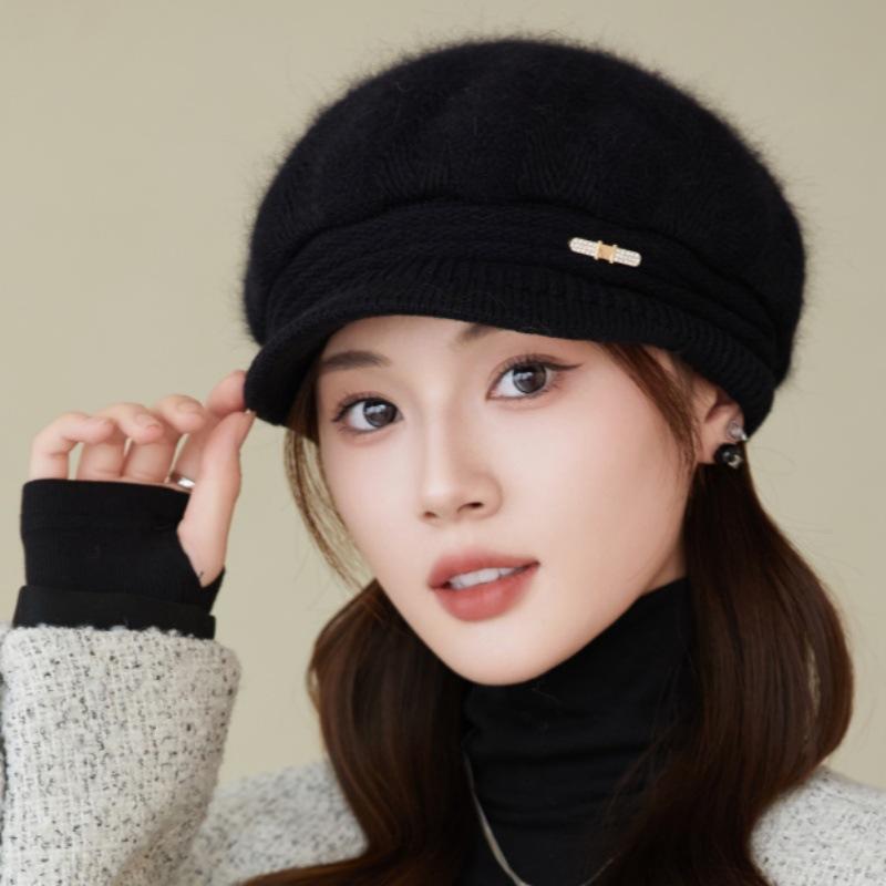 Шапка женская осенне-зимняя шапка вязаная шерстяная шапка зимняя теплая модная берет шапка из искусственного меха кролика