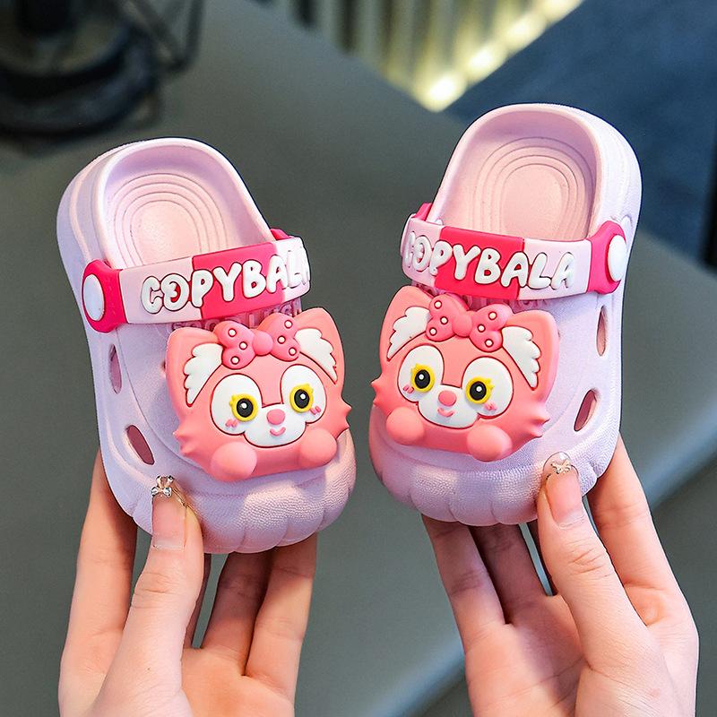 Children's summer clogs for girls, indoor non-slip cartoon sandals for boys, toddlers, and older kids, suitable for outdoor beach wear