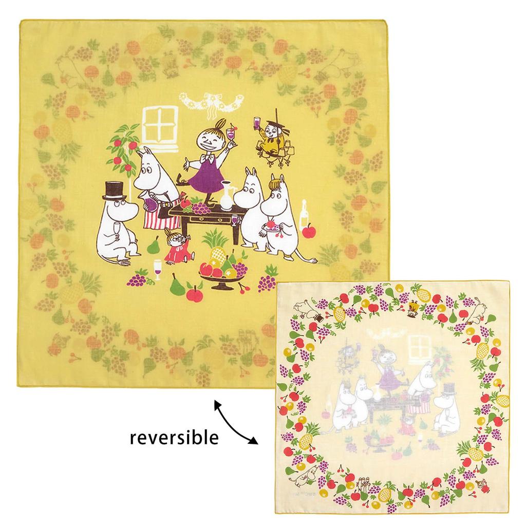 JIKAN STYLE Moomin Nordic Lunch 48 X 48 Cm To 12 X 12 05934 Goods, Gift, Cloth/Bento Wrap, 100% Cotton, Fruit, Yellow, Approx. (Folds Approx. Cm),