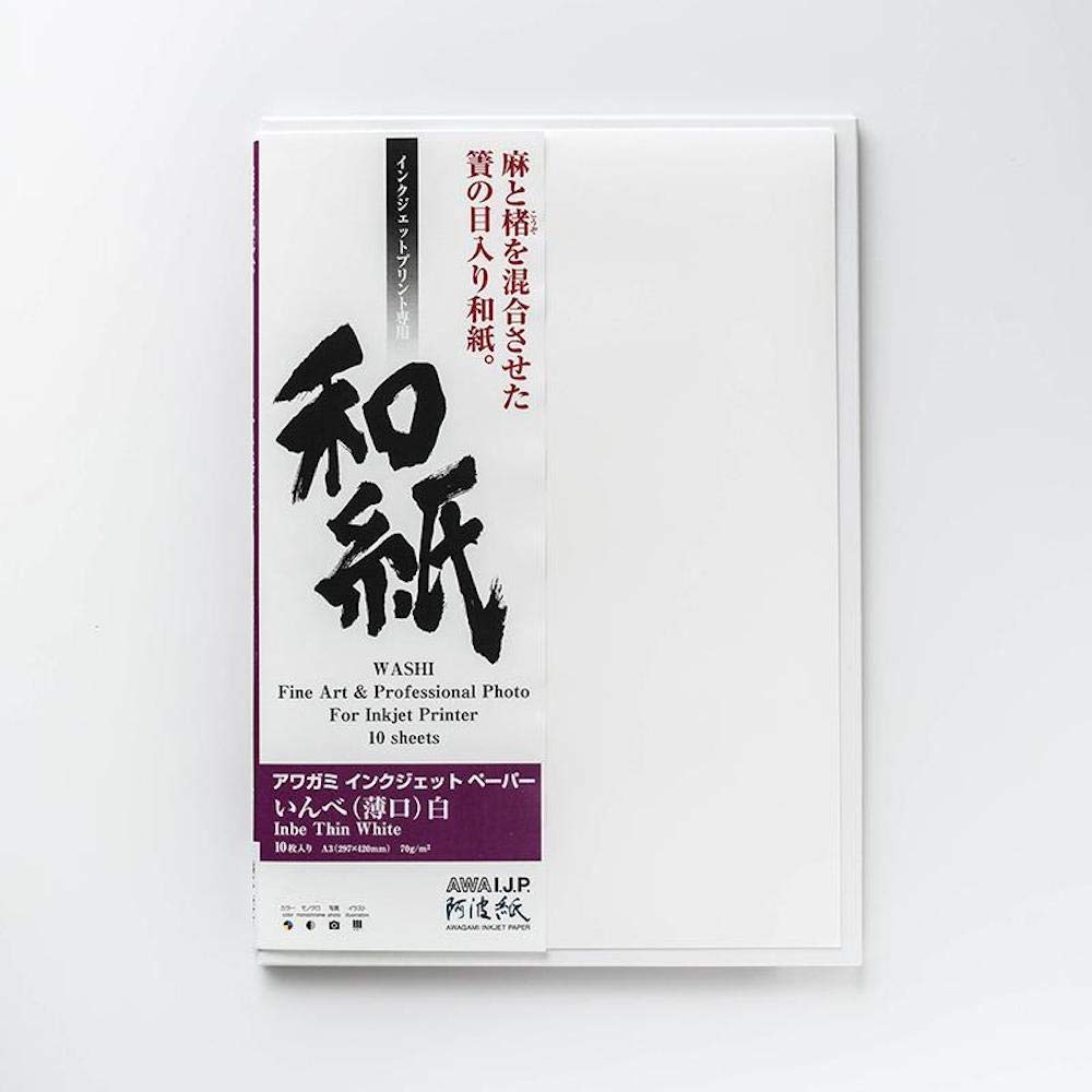 Awagami Factory Inkjet Printing Washi Paper Inbe Thin A4 (2206114 IJ-0424 / Size)