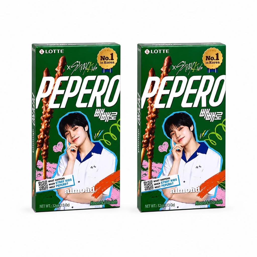 Lotte Pepero Миндально-шоколадное печенье-палочки Ограниченная серия для бой-групп 32 г Узоры отправляются случайным образом