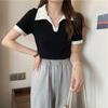 Summer Color Matching Women T Shirt Harajuku Short Sleeve Black White T-Shirts Korean Casual Slim Female Basic Y2k Tees Crop Top