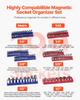 Magnetic Socket Organizer Set 8PCS Socket Trays Blue & Red for Metric SAE