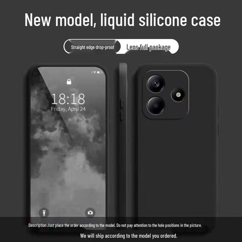 Чехол для Redmi Note 14: Однотонный Жидкий Силикон, Ударопрочный Мягкий Чехол, Полное Покрытие