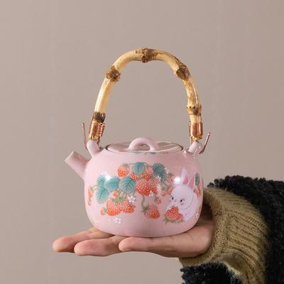 Горшок для подъема печи Ru Kiln с балкой, заварочный чайник в виде клубничного кролика, набор для заваривания чая Xishi, домашний керамический чайный сервиз Kung Fu, открытая часть, которую можно хранить