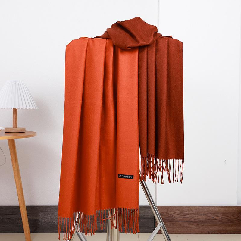 Women'S Thick Warm Solid Color Scarf Autumn And Winter New Style Cashmere Scarf Versatile Wool Scarf