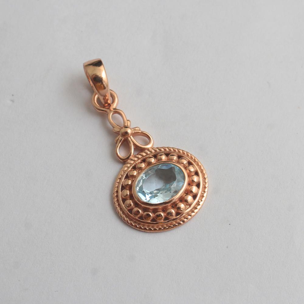 Подвеска из стерлингового серебра 925 пробы с розовым золотом и синим топазом, ювелирные изделия из камня в декабре, женская подвеска