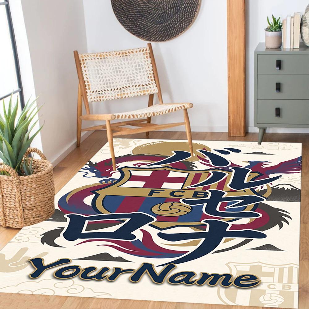 Fc Barcelona Personalized Name Area Rug Perfect for Outdoor Dining Room Entryway Hallway Anti-slip Rug Decorate Offices Wedding Party Gift