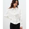 Minimalist Off-Shoulder Tailored Blouse With Pleated Detail White Wool Blend Shirt Office Wear Fall 2026