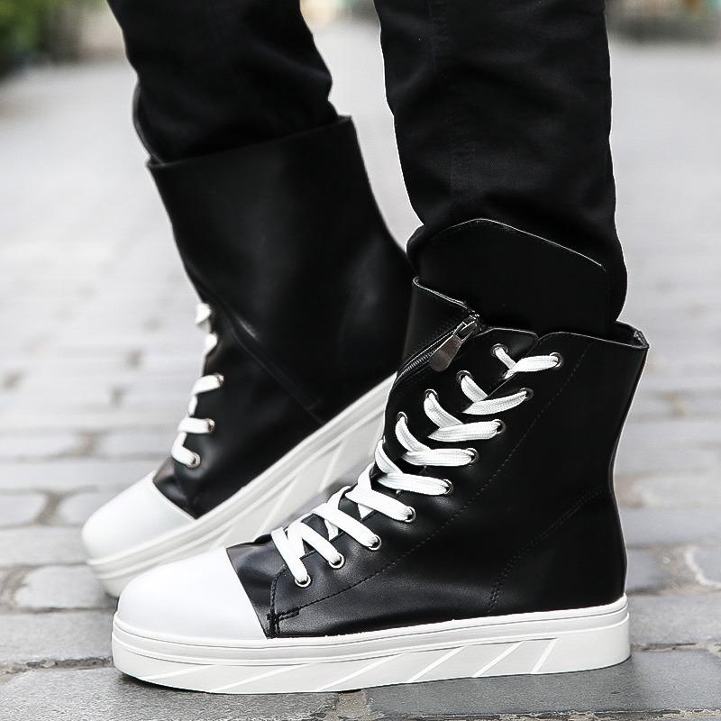 Luxury Shoes High Quality White Shoes for Men Comfortable Flat High-top Shoes Men Lace-up Casual Shoes Men Boots Zapatos Hombre
