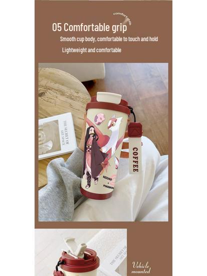 Кружка-термос с трубочкой из нержавеющей стали «Клинок, рассекающий демонов» Агацума Зеницу