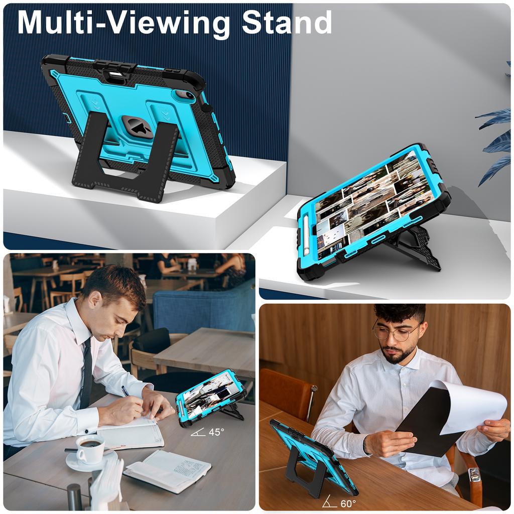 Larger Stand Case Universal for IPad Air 11 2025 M3 2024 M2 Air 4 5 10.9" 3-Layers Protection Hybrid Cover with Shoulder Strap