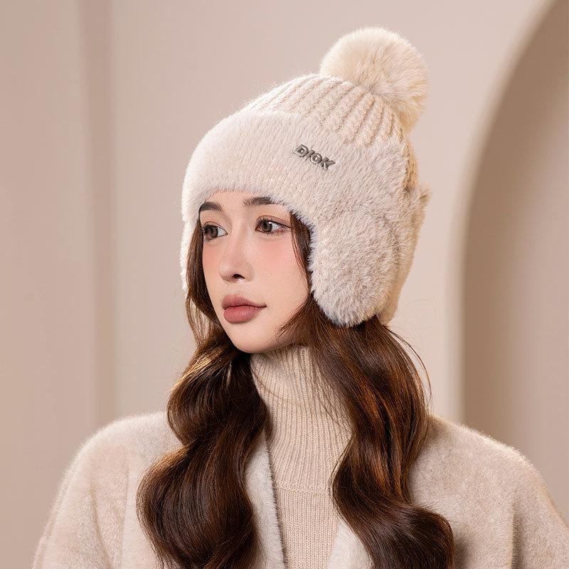 Autumn and winter plush baseball cap women's casual versatile cycling thermal ear cap outdoor pullover wool cap