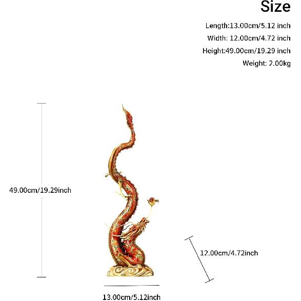 Exquisite Hand-Painted Copper "Dragon" Statue - New Chinese Style Feng Shui Decor for Power & Prosperity, Perfect Home or Office Ornament, Ideal Gift