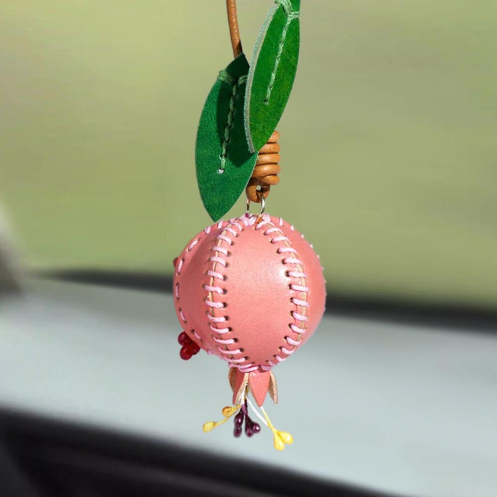 Car Keyring Pomegranate Fruit Pendant Hanger Bag Pendant Lovely Leather Keychain Men