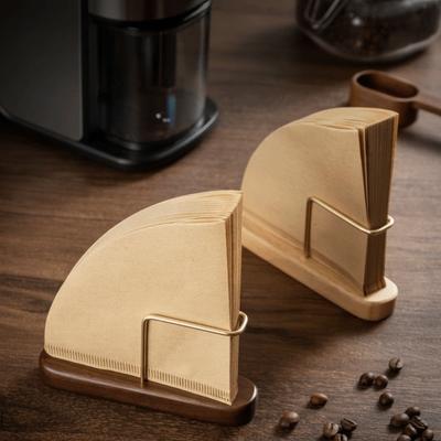 Vertical Design Coffee Filter Holder Wooden Wooden Dustproof Bracket Coffee Bar