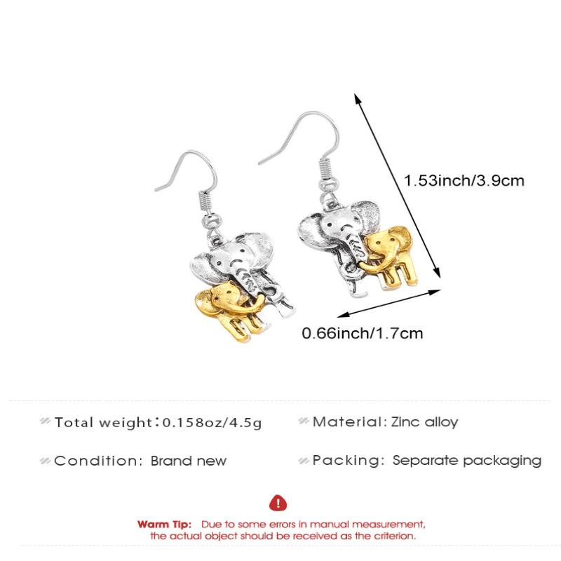 Винтажные двухцветные серьги-подвески со слоном для женщин, металлические, ручная резьба, для вечеринки, на каждый день
