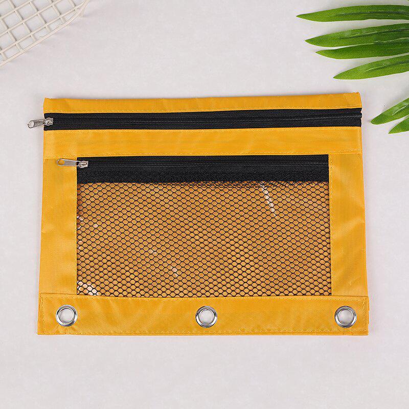 Папка-регистратор на кольцах B5 из ткани Оксфорд с прозрачным пеналом и двойной молнией на три отверстия