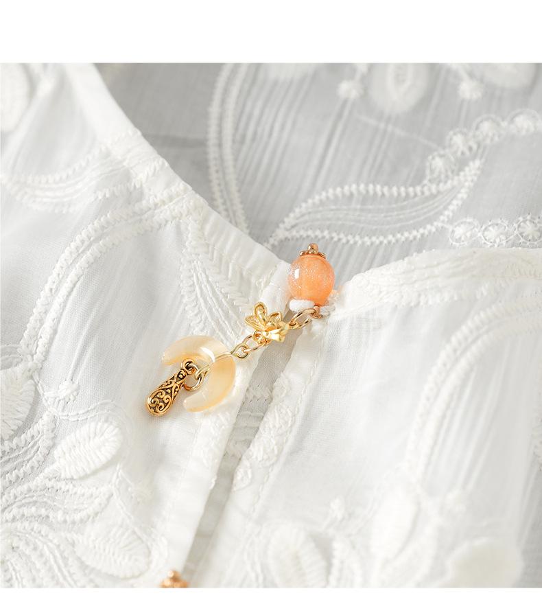 Весеннее платье с вышивкой из жаккарда и рукавами-трубами - Новый китайский стиль