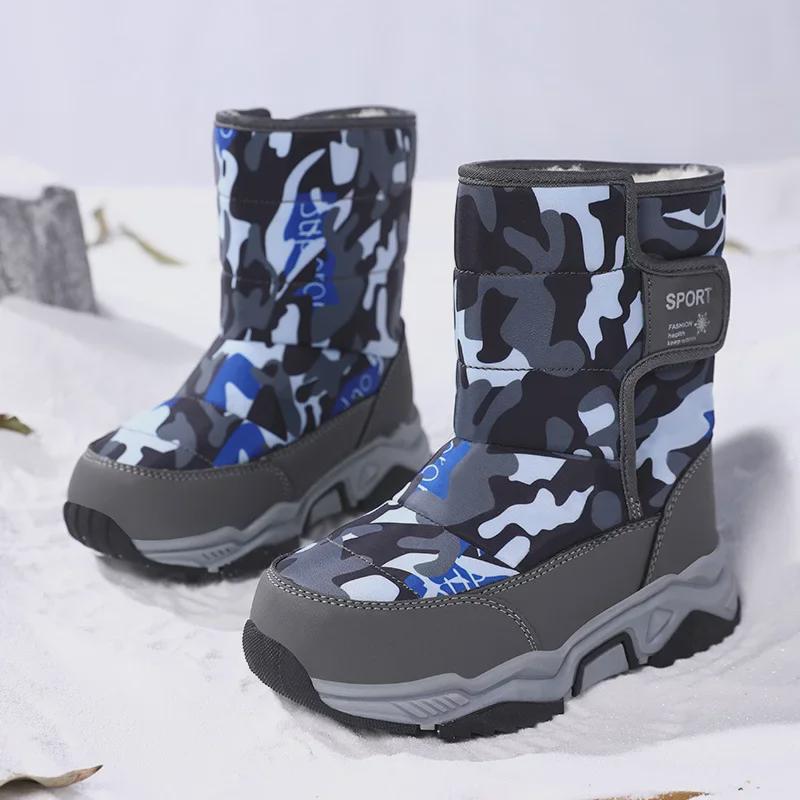 Водонепроницаемые хлопковые сапоги для мальчиков и девочек — толстые, теплые, с бархатной подкладкой