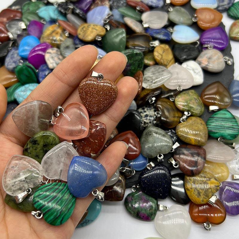 Ожерелье с подвеской из натурального хрустального камня в форме сердца, аксессуары - Ювелирные изделия с подвеской Love