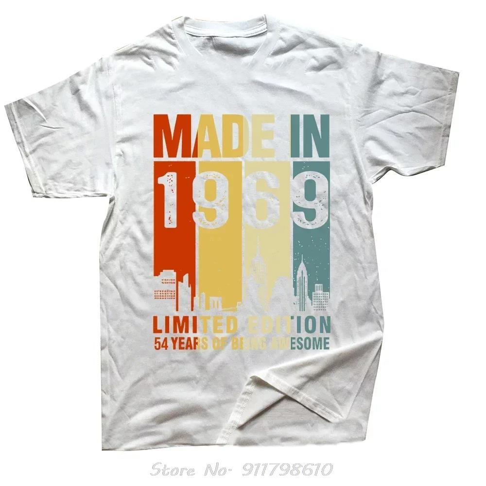 Мужская одежда 55 лет Винтажная футболка 1969 года Ограниченная серия Оверсайз Футболка с круглым вырезом Модная фитнес-футболка Повседневная хлопковая футболка