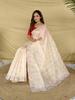 Pure Tussar Silk Saree for Women | Floral & Bird Embroidered Border | Contrast Embroidery | Designer Ethnic Saree